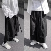 HEARUJOY - Dark Skirt Pants Japanese Retro Double-Layer Casual Samurai Pant Hakama Genderless Streetwear Fashion Wide-Leg Pants Unisex 2025