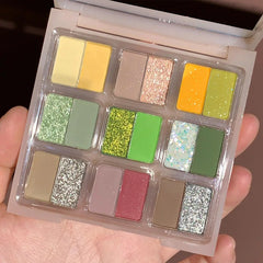 YICKYUE - 18 Colors Low Saturation Pin Purple Korean Eyeshadow Palette Green Blue Matte Pearlescent Lasting Waterproof Glitter Eye Shadow