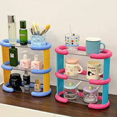 YICKYUE - Desktop Colorful Storage Rack Organizer Kawaii Multi-layer Cup Mug Rack Storage Shelf Table Decor Cosmetic Bathroom Organizing