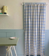 YICKYUE - Window Curtains Nordic Style Blue Grids Door Curtain For Home Decor Doorway Stripe Decorative Accessories