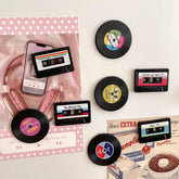 YICKYUE - 4-6pcs Personalized and Fun Cassette Record Disc Tape Music Note Refrigerator Magnets Creative Fridge Photo Message Magnet