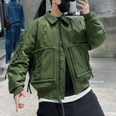 Hearujoy Mens Loose Down Jackets Autumn Winter New Trendy Warm Comfortable Versatile Stand-Up Collar Thickened Workwear Cotton Coats