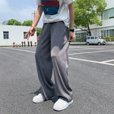 Hearujoy Summer Ice Silk Straight Pants Plus Size 5XL-M Men's Streetwear Thin Casual Pants Men Loose Breathable Wide Leg Pants