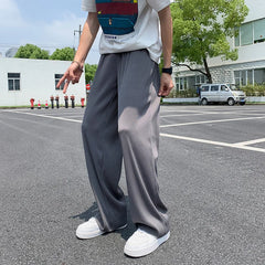 Hearujoy Summer Ice Silk Straight Pants Plus Size 5XL-M Men's Streetwear Thin Casual Pants Men Loose Breathable Wide Leg Pants