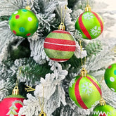 YICKYUE - Christmas Ball Decoration Set, Red Green White Hanging Balls, Xmas Tree Decorations, Glittering Red, Plastic Christmas Trinkets