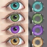 YICKYUE - Cosplay Green Colored Contact Lenses, 2Pcs Crazy Anime Rad Eye Lens, for Halloween, Cosplay Party, Role Play & Makeup
