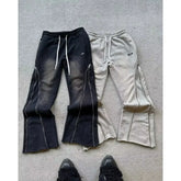 Hearujoy Black new style zipper trousers wide leg two-wear sports street American fashion retro casual washed couple casual pants