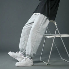 HEARUJOY - Autumm Winter Oversized Loose Casual Letter Printing Straight Sweatpants Male Elastic Midi Waist Trend Fashion Pants Men