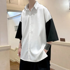 HEARUJOY - Summer Short Sleeve Shirt Men Fashion Oversized Ice Silk Shirt Men Streetwear Loose Casual Shirts Mens Hawaiian Shirt M-3XL