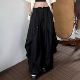 HEARUJOY - Y2k Dark Gothic Layered Skirt Pants Samurai Pants Hakama Streetwear Irregular Fashion Wide-Leg Pants Old Money Unisex New
