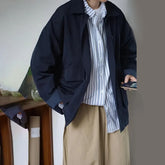 Hearujoy Spring And Autumn Fashion Casual Loose Retro Jacket Unisex Solid Color Lapel Basic Versatile Functional Jacket Coat For Men