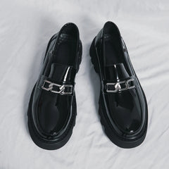 Hearujoy New Men Patent Leather Oxfords Slip On Thick Tottom For Male Derby Shoes Casual Original Loafers Mens Fashion Formal Dress Shoes