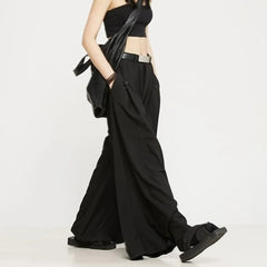 HEARUJOY - Y2k Dark Style Thick Fabric Skirt Pants Samurai Pants Hakama Genderless Streetwear Fashion Casual Wide Leg Pants Unisex