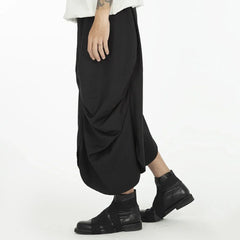 Hearujoy Original Design Y2k Loose Culottes Men Trend Dark Wide-leg Pants New Casual Pants Pleated Genderless Culottes