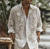 YICKYUE - Vintage-style 3D Print Shirts For Men Spring Summer Long Sleeve lapel Casual Versatile Tops Fashion Trendy Shirts Streetwear