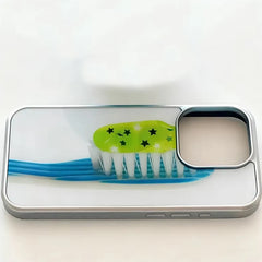YICKYUE - New Korean INS Personalized Blue Star Toothbru Phone Case For iPhone 17 Air 16 15 14 13 12 11 Pro Max XSMAX XR 8 PLUS Y2K Cover