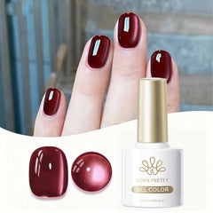 YICKYUE - 10ml Dark Red Coffee Brown Glass Bead Cat Magnetic Gel Nail Polish Semi Permanent Soak Off UV Gel Varnish Manicure