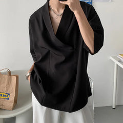 HEARUJOY - Summer White Pullover Shirt Men Fashion Oversized Casual Shirt Men Korean Loose Short Sleeve Shirts Mens Black Dress Shirt M-2XL