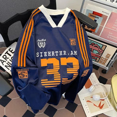 HEARUJOY - Spring Summer New American Retro Trendy Sports Jersey Thin Long Sleeve Hoodie Couple Sun Protection Outerwear Casual Loose Fit