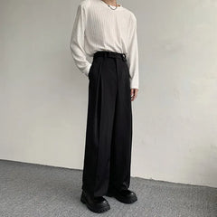 HEARUJOY - Korean Black Suit Pants Men Oversized Fashion Social Mens Dress Pants Loose Straight Wide Leg Pants Mens Office Formal Trousers