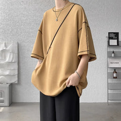 Hearujoy Summer Short Sleeve T-shirt Men Fashion 3 Colors Oversized T Shirt Men Streetwear Hip Hop Loose O-Neck Tshirt Mens Top S-2XL
