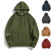 HEARUJOY - Men's Retro Hooded Sweatshirt Autumn Winter New Loose Casual Solid Color Simple Corduroy Sportswear
