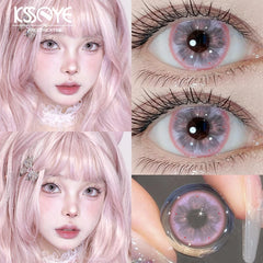 YICKYUE - 1Pair Colored Lenses for Eye With Diopters Prescription Yearly Pink Lenses Brown Contacts Red Lens Fashion Cosplay Lenses