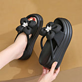 Hearujoy Chunky Platform Slides Slippers Women Rhinestone Flower Design Sandals for Women Thick Bottom Light Non-slip Beach Flip Flops