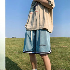 HEARUJOY - Korean Double-layer Mesh Ice Silk Basketball Shorts Men's Summer Breathable Thin Sports and Casual half Pants Aesthetic Chic