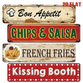 YICKYUE - 2D Flat, Vintage Food Metal Tin Wall Decor, 4pcs Set, 10×40 Cm, 2D Folding Decorative Sign, Suitable For Man Caves And Party