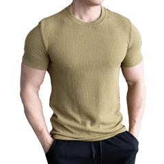 HEARUJOY - Casual Daily Wear Outdoor Activities Slim Casual Tops Short Sleeve Tee Men Casual T-shirt New Condition Solid Pattern
