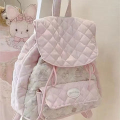 YICKYUE - Pink Backpack Female Student Schoolbag Travel Portable Commuter Schoolbags Cute Printed Large Capacity Storage Bag Birthday Gift