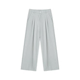 Hearujoy Korean Style Men's Suit Pants Loose Pleated Straight Solid Color Elastic Waist Droop Autumn Wide Leg Male Bottom 9C6893