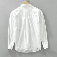 HEARUJOY - Elegant Ink Splash Long Sleeve Shirt Men Spring Autumn Shirt Artistic Trendy Casual Stylish Top