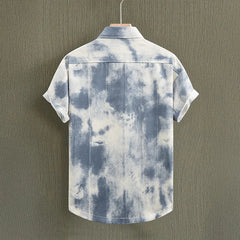 HEARUJOY - Men's Summer Short Sleeve Tie Dye Shirt Thin Beach Shirt Beach Men Clothing Turtle Neck Polo Shirt for Men Casual Top Tees