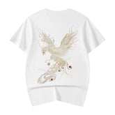 HEARUJOY - Vintage Embroidery T Shirt Men Phoenix Japanese T Shirt Men Cotton Short Sleeve Casual Summer Tops Youth Streetwear Big Size