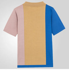 HEARUJOY - Summer New Mens contrast color Polo Shirts Knitwear Fashion Patchwork Knit Tops Short Sleeve Button Lapel Polo Tee Tshirt
