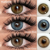 YICKYUE - Fresh Lady Glaze Series 1 Pair Colored Contact Lenses Natural Brown Pupils Blue Eyes Contact lenses Gray Soft Contacts 14.50mm