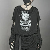 Hearujoy 2024 Fashion Vintage Graphic Tshirts Contrast Aesthetic Y2k Tops Men's Detachable Long Sleeve Harajuku Streetwear Tee Shirts