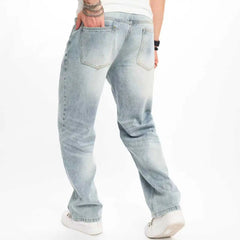 HEARUJOY - Spring Autumn New Men's Jeans Korean Casual Pants High Street Straight Student Loose Wide Black Grey Blue Baggy Denim Pant