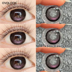 YICKYUE - 2PCS Fixed-Axis Lens Half Year Grape Jasmine Purple Contact Lenses Soft Light Purple Tone Comfortable For All Day Wear