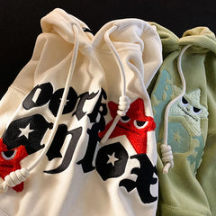 Hearujoy Five-pointed star letter design pullover hoodies women sweatshirts women clothingHarajuku Demon Embroidery Hoodies Street