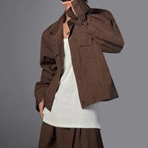 HEARUJOY - Mens Suits Casual Commuting Business Short Jacket Trousers Autumn Japanese Simple Solid Color Two-Piece Suit Men'S Clothing