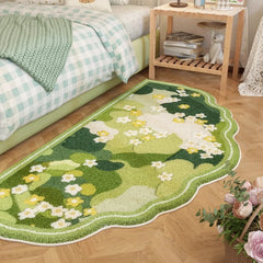 YICKYUE - Fresh Style Living Room Decoration Green Carpet Thicken Plush Rugs for Bedroom Irregular Shapes Rugs for Bedroom Fluffy Soft Rug