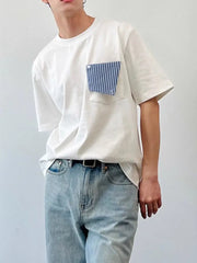 HEARUJOY - Summer Trendy Pocket Striped Casual Round Neck Short Sleeve T-Shirt