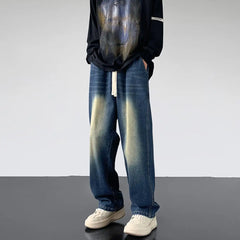 Hearujoy Retro Straight Jeans Men Korean Streetwear Denim Pants Y2k Jeans for Men Clothing Autumn Loose Casual Jeans Mopping Trousers