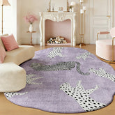YICKYUE - Irregular Shape Bedroom Decor Purple Carpet Fluffy Soft Study Floor Mat Thick Plush Rug Leopard Pattern Carpets for Living Room