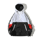 HEARUJOY - Hip Hop Mens Hooded Windbreaker Jacket Autumn Casual Vintage Color Block Loose Track Hoodie Jacket Coats Streetwear