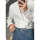 Hearujoy High-end Simple Striped Double Breasted Shirt for Men Autumn New Korean Style Trendy Solid Color Long Sleeves Men's Social Shirt