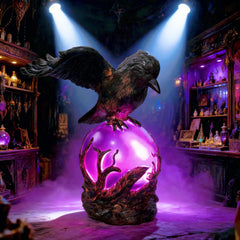 YICKYUE - Purple Resin Crow Table Lamp Unique Home Decor Lighting for Living Room Bedroom Office